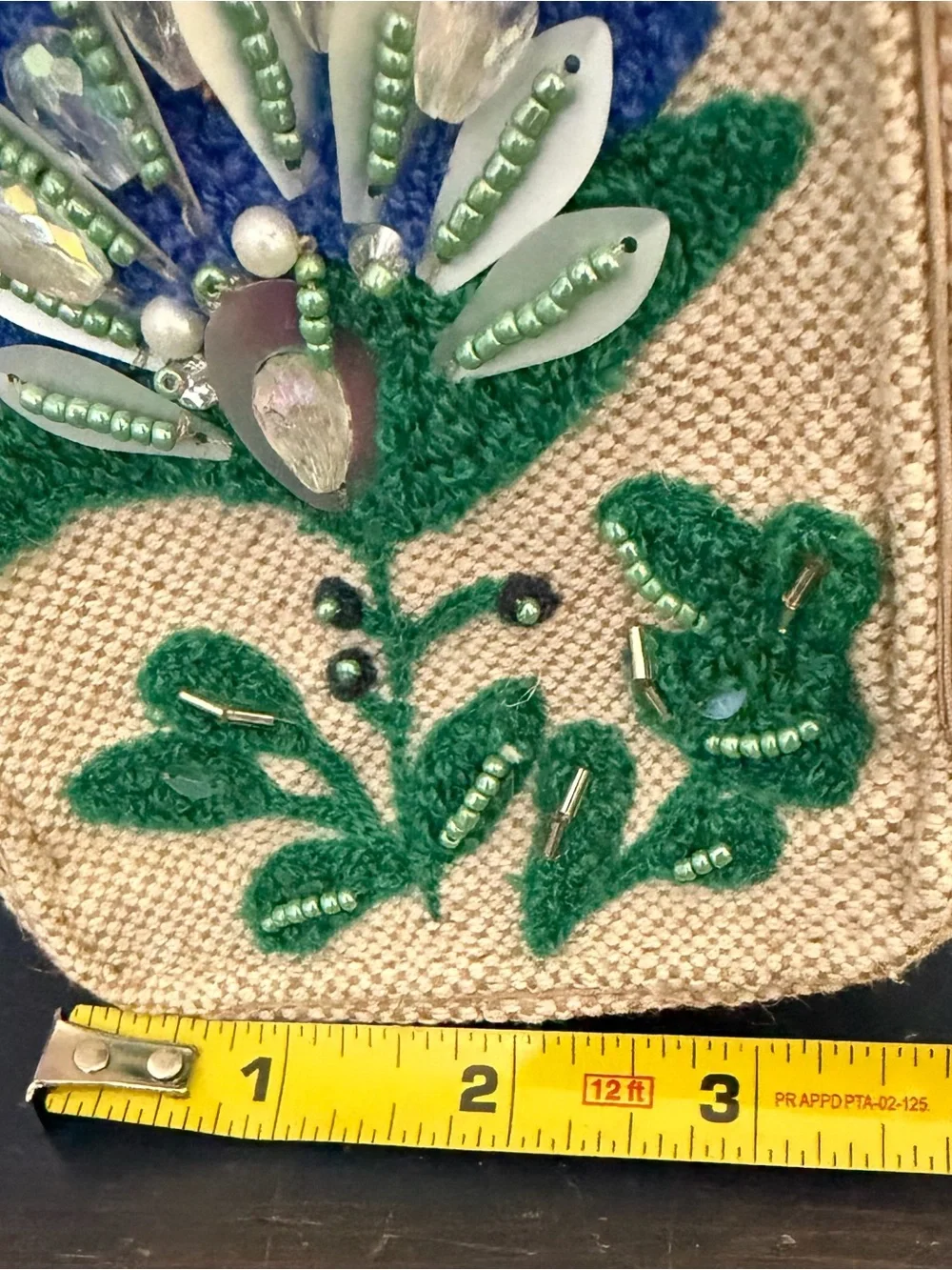 Beaded Bag Floral Embroidered Tote - Green and Blue NWT